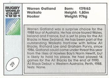 1991 Regina Rugby World Cup #29 Warren Gatland Back